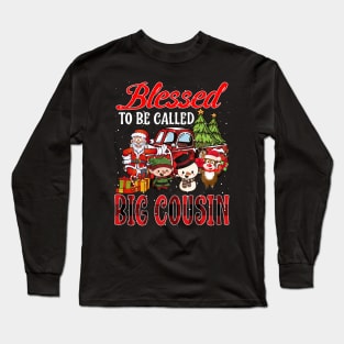 Blessed To Be Called Big Cousin Christmas Buffalo Plaid Truck Long Sleeve T-Shirt